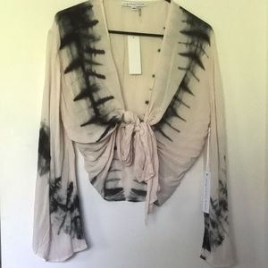 young fabulous and broke tie front tie dye top nwt